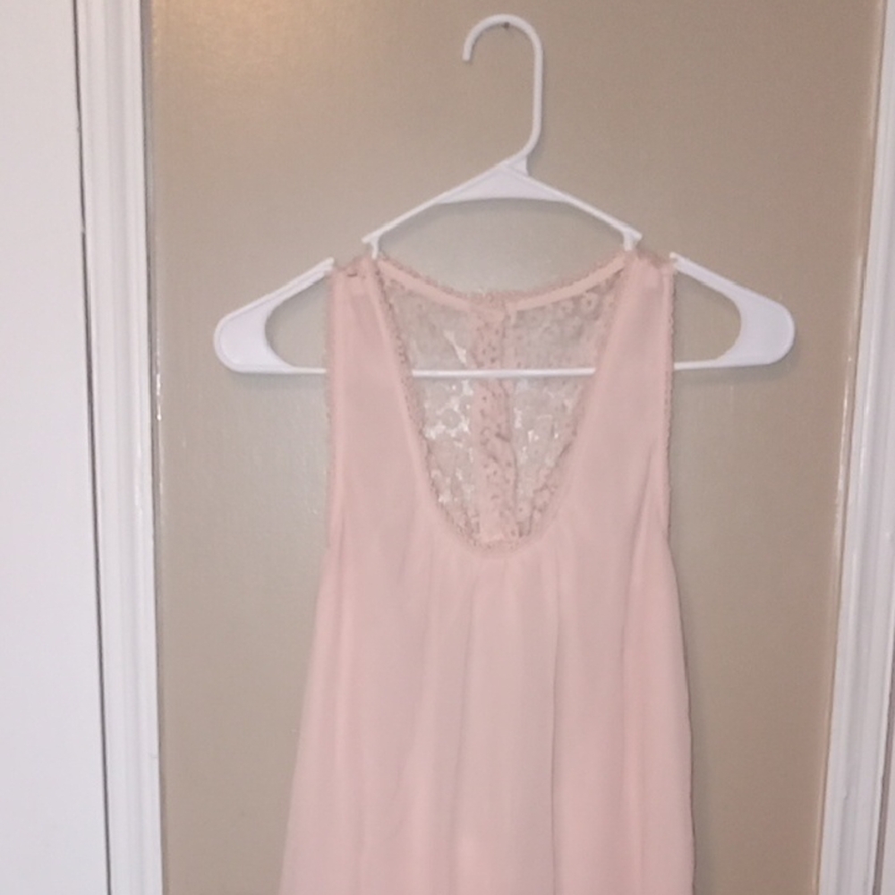Lace-Trimmed Sheer Pink Dress